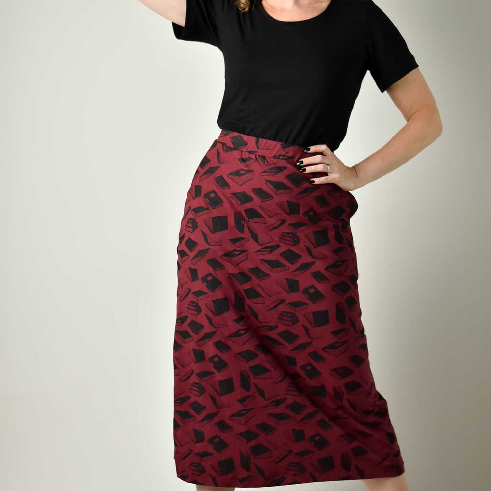 90s Maxi Skirt - Merlot Books poison-pear