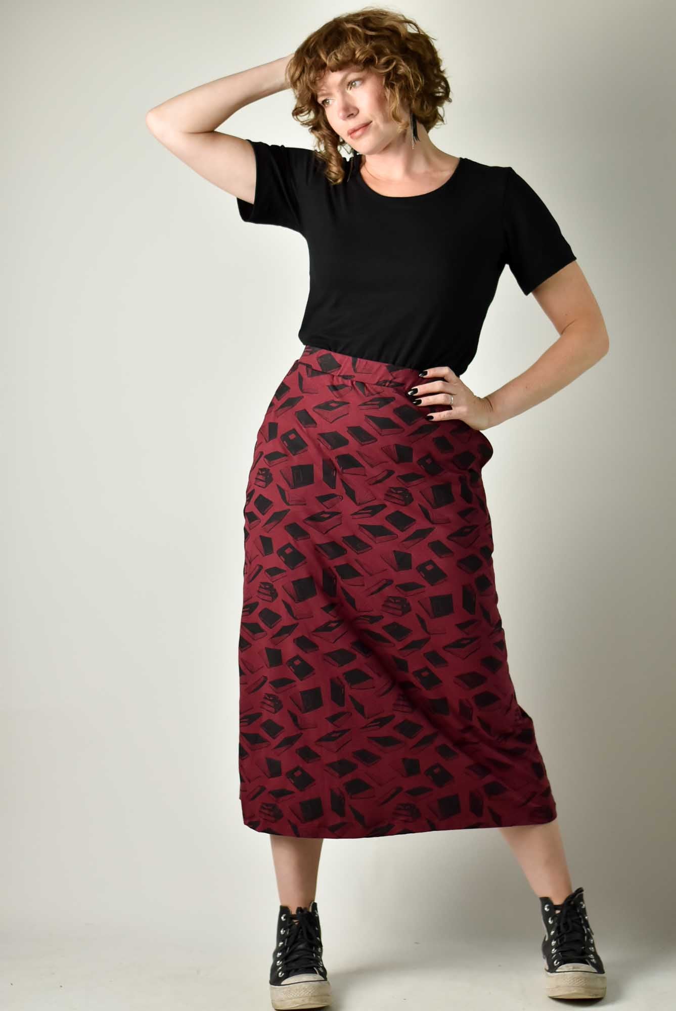 90s Maxi Skirt - Merlot Books poison-pear