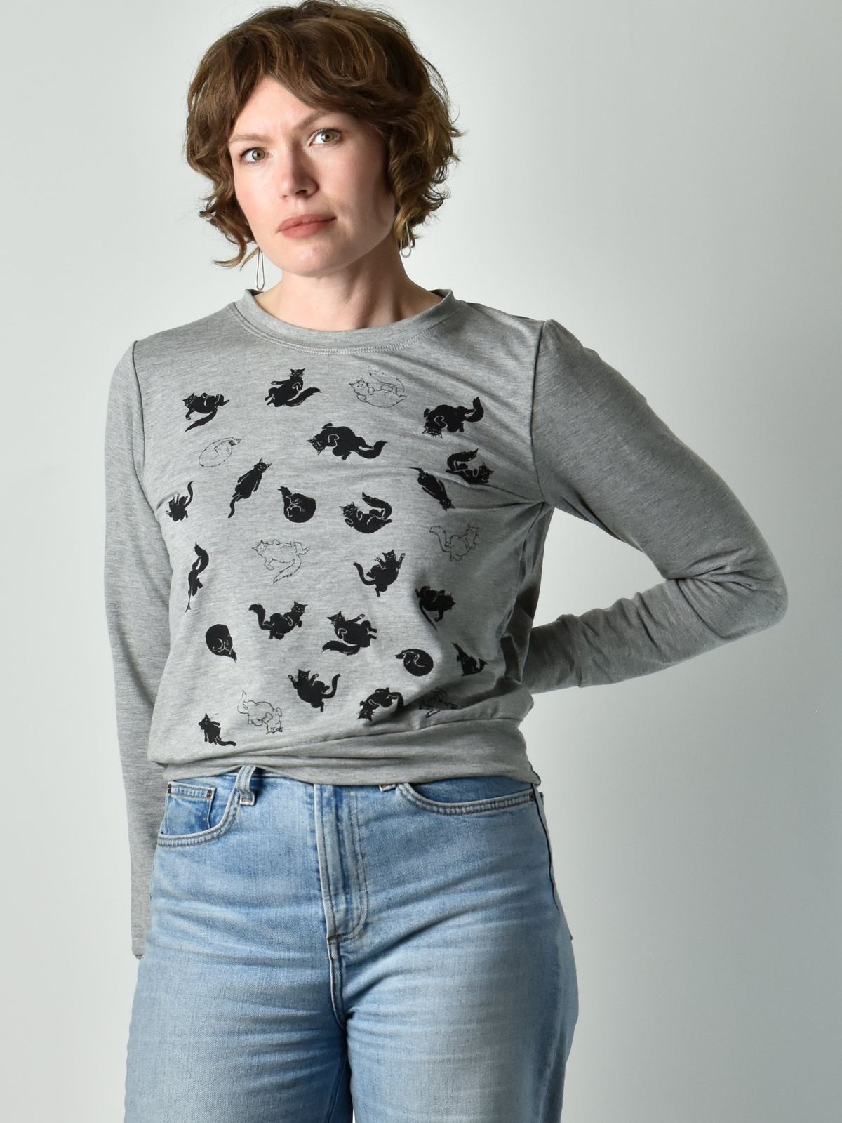 Cropped Sweatshirt - Lazy Cats poison-pear