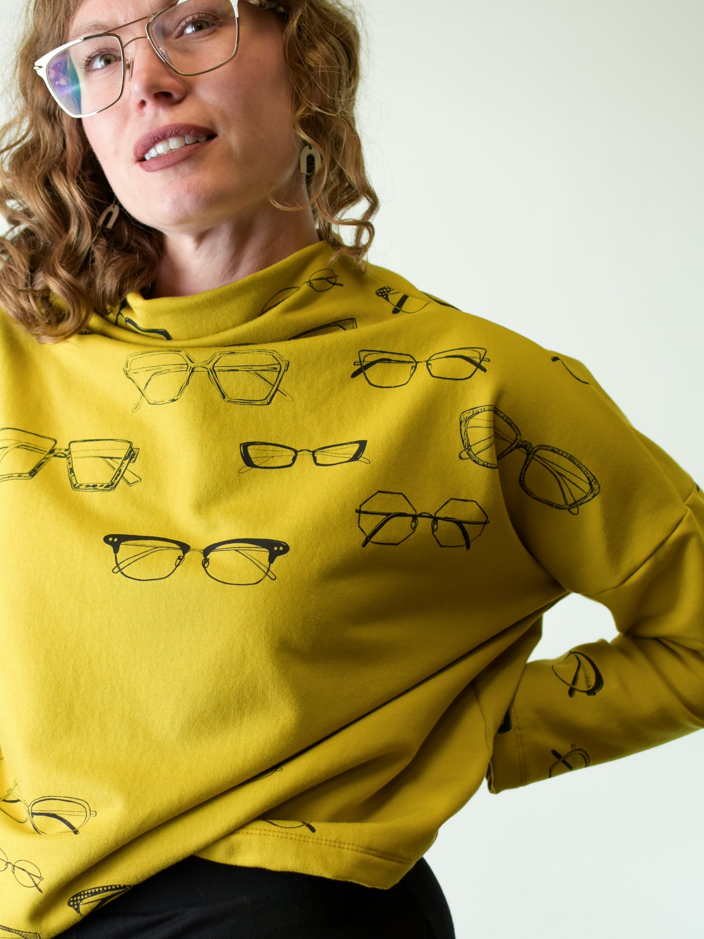 Fleece Funnel Neck - Glasses poison-pear