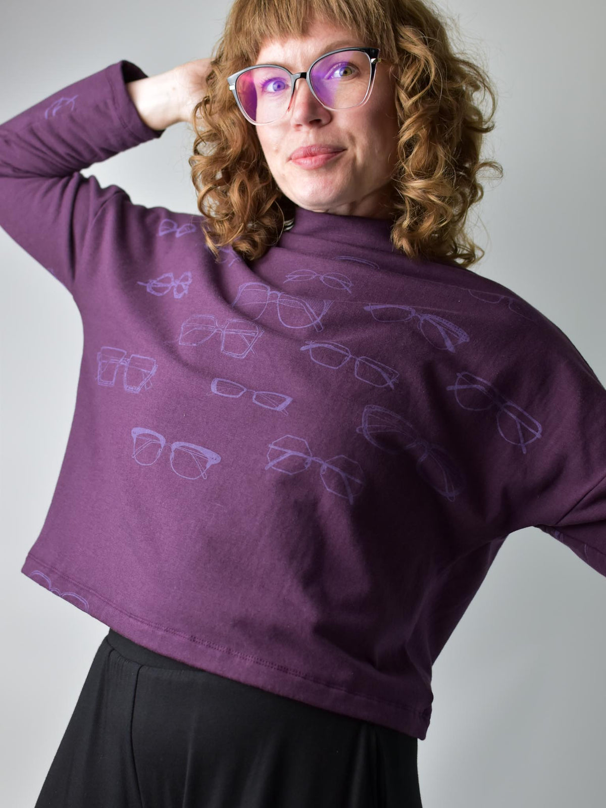 Fleece Funnel Neck - Glasses poison-pear