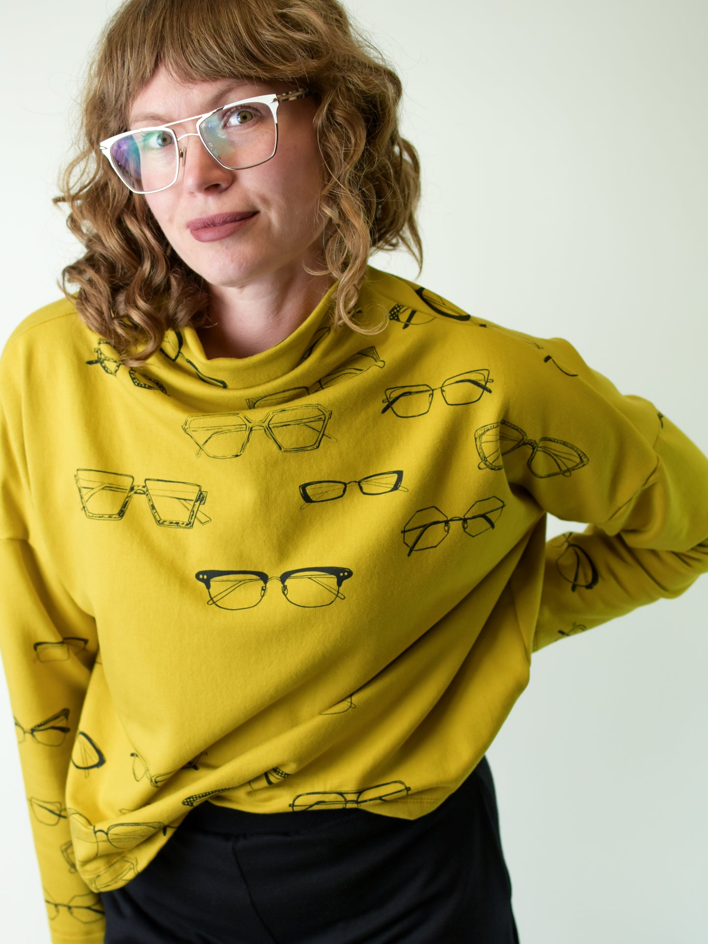 Fleece Funnel Neck - Glasses poison-pear