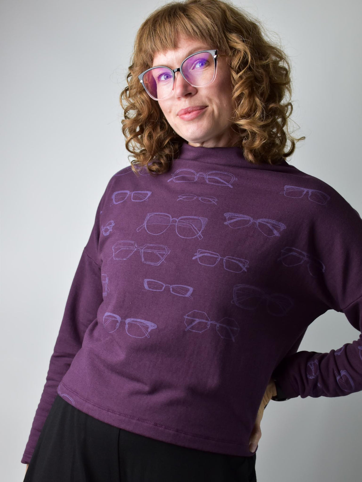 Fleece Funnel Neck - Glasses poison-pear