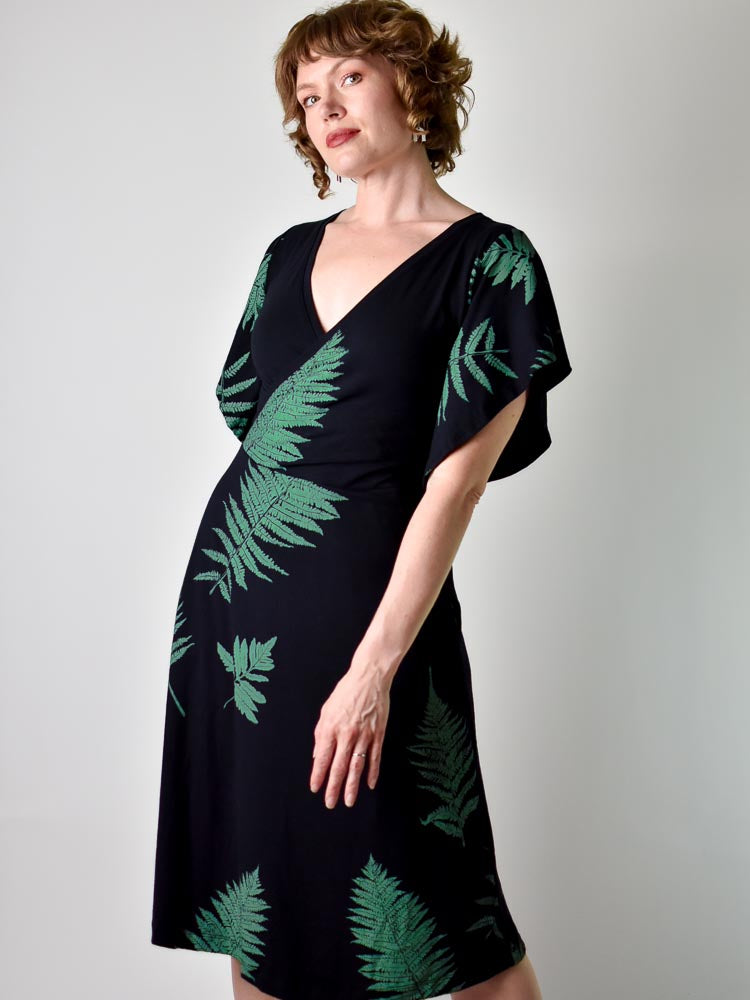 
                  
                    Flutter Dress - Ferns on Black poison-pear
                  
                