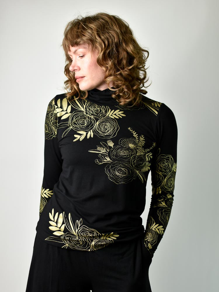 
                  
                    Gold Floral Turtleneck poison-pear
                  
                