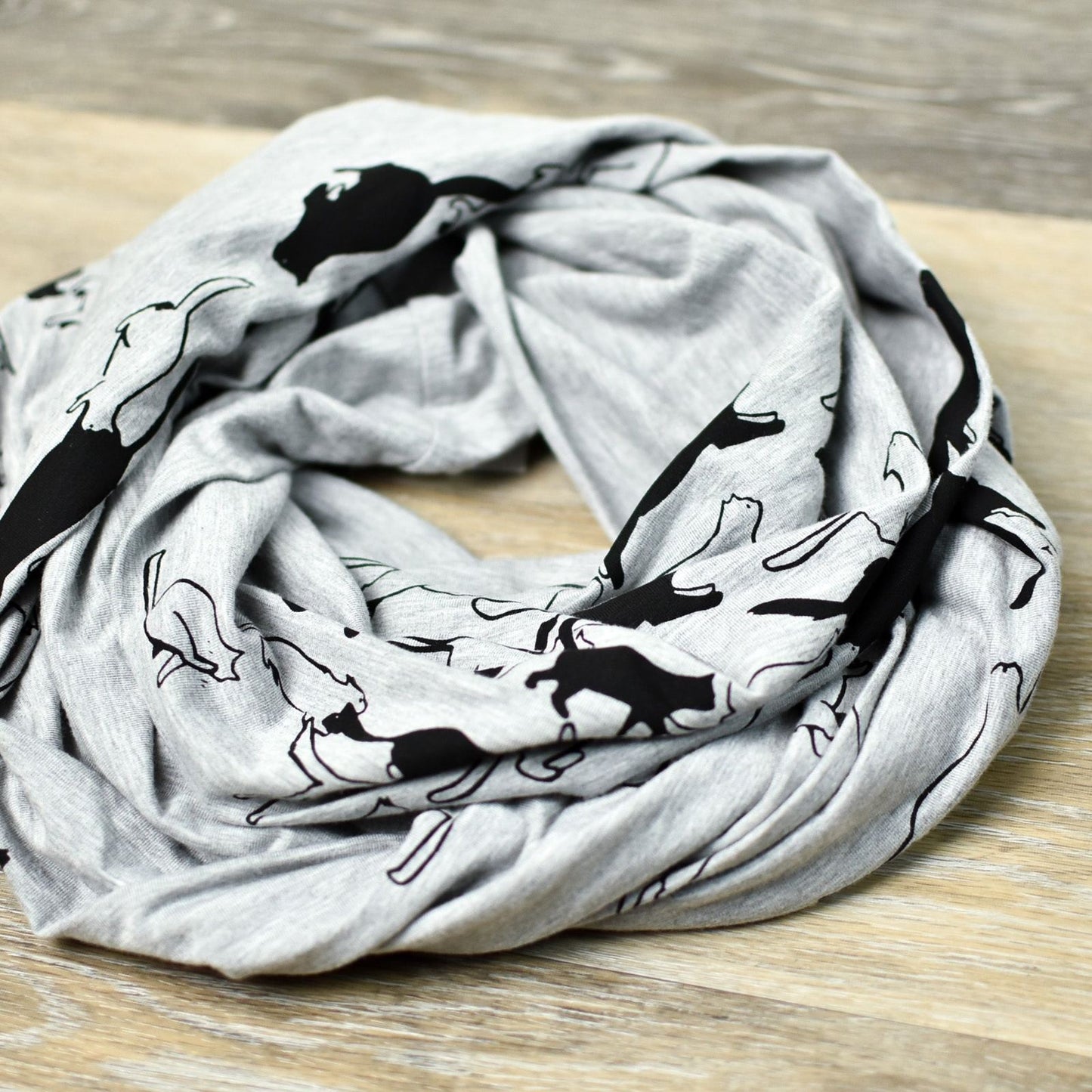 Infinity Scarf - Grey and Black Cats poison-pear