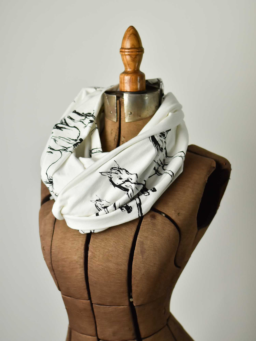 Infinity Scarf - Ivory Horses poison-pear