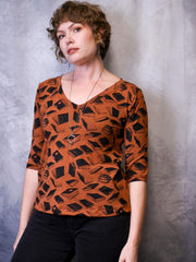 V-neck Top -Books Rust poison-pear