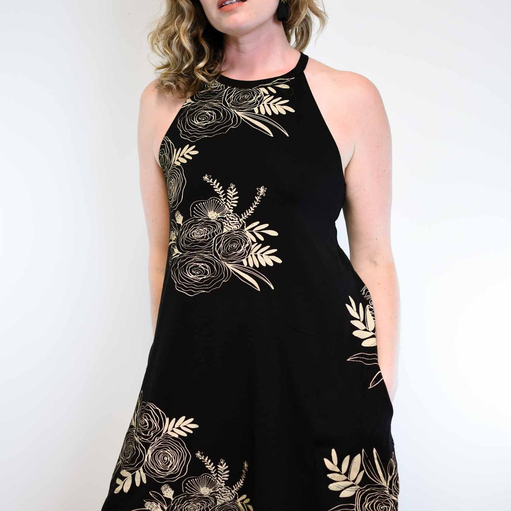 Trapeze Dress - Mustard Floral poison-pear